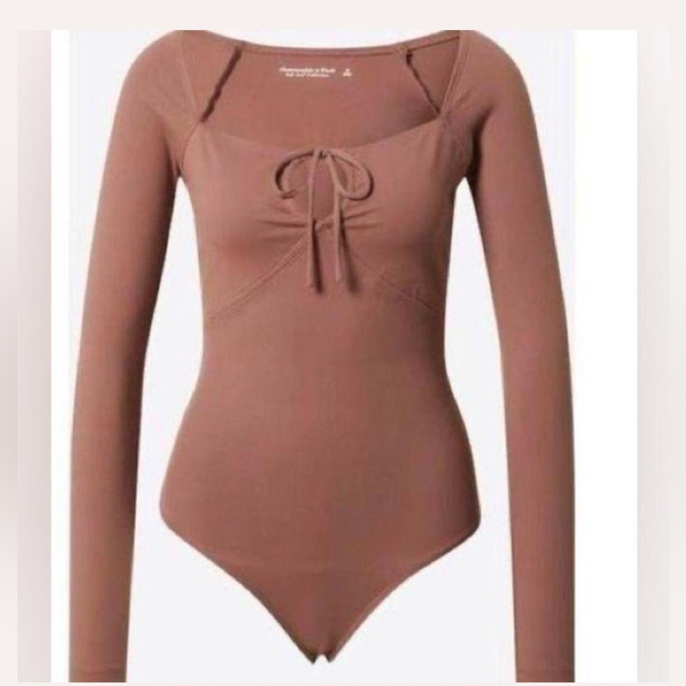 Abercrombie & Fitch XL Soft AF Bodysuit long sleeve keyhole terracotta